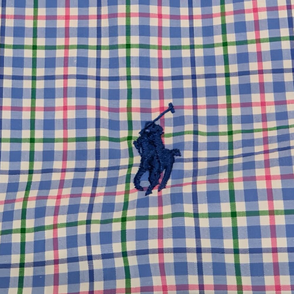 Polo Ralph Lauren Men's Dress Shirt, Size L, Blue, White, Red and Green Plaid - Picture 3 of 7